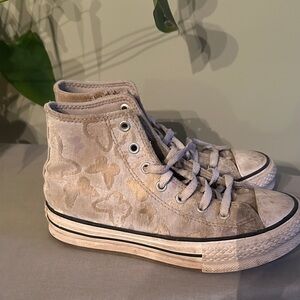 Converse High-Top Sneakers in Cream and Gray